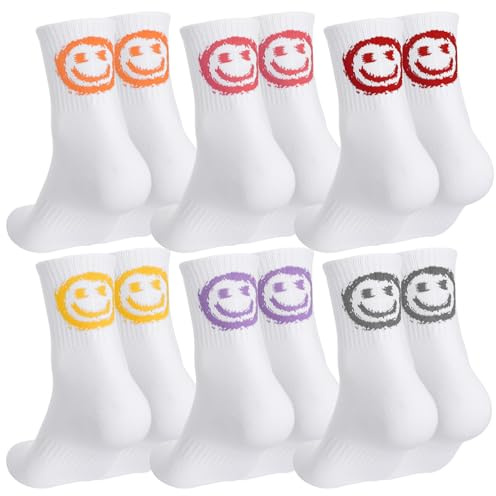Utensilsto 6 Paar Damen Socken Herzsocken Damen Lustige Socken 38-42 | Baumwollsocken,Kuschelsocken,Stickerei,Herz Motiv,Lächeln Motiv,Sportsocken,Geschenk,für Frauen Sport und Alltag