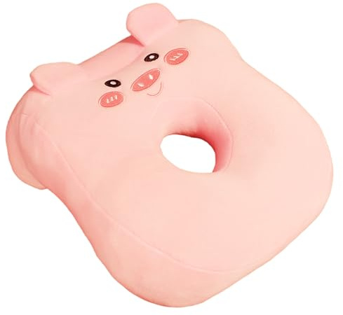 Ninnyi Ear Piercing Pillow, Cute Soft Pillow with Hole for Ear for Napping in Classrooms Offices Libraries Airplanes, Memory Cotton (Pink Pig)