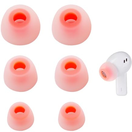 6 Almohadillas de Silicona para JBL 230 NC TWS / T230NC, Almohadillas de Goma de Repuesto para Auriculares, Goma para Auriculares en 3 Tamaños (S, M, L) para Auriculares, Color Blanco y Máximo Confort