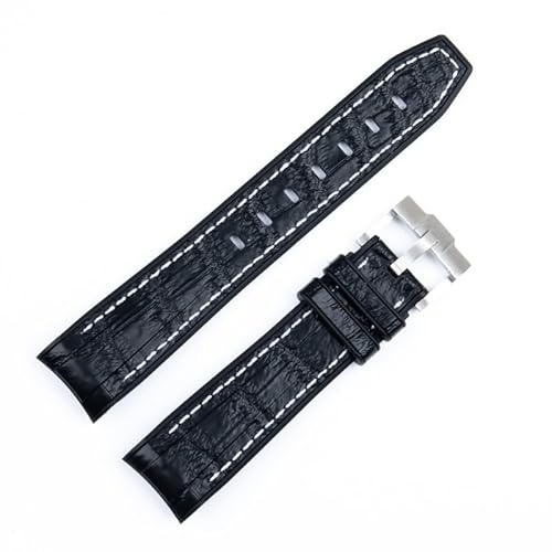 hoosouk Cinturino per orologio in gomma e pelle per Rolex Daytona Submariner GMT 20 mm, cinturino per orologio Omega Speedmaster Moonwatch(White)