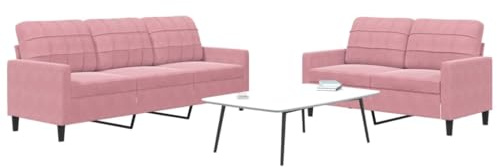HETFTJN 2-TLG. Rosa Samt Sitzgruppe Schlafsofa mit Metallgestell Modernes Design für Wohnzimmer Schlafzimmer Flur 137/197 cm Breite