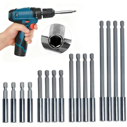 Bithalter Magnetisch, 16 teilig Bit Verlängerung Magnetisch Schnellwechsel Bithalters 1/4 Hex-Shank Bithalter Lang für Akkuschrauber Elektrische(60/75/100/150mm)