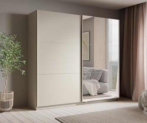 AXLIVING Keiderschrank Schiebetüren Spiegel Lunoria 221 cm Kaschmir