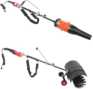 2-in-1 Handkehrmaschine und Gebläse mit Rädern, 1600W Elektrische Kehrmaschine mit Gebläse für Rasenreinigung, Kehr- und Blasgerät zum Reinigen von Laub, Schnee, Staub, Schmutz