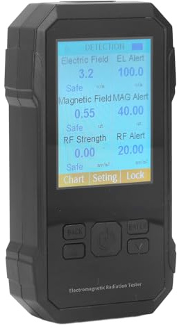 Badafaci EMF Messgerät, Digitaler Detektor für Elektromagnetische mit 5G Signalerkennung Bis 10 GHz EMF Meter für Überwachung von Elektromagnetischen Feldern (EF, MF, RF, WLAN) (BLACK)