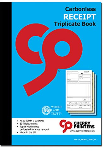 Cherry Quittungsbuch A4, A5, Durchschlag, Durchschlag, Durchschlagskennzeichnung, Durchschlagskennzeichnung (A5 Triplicate)