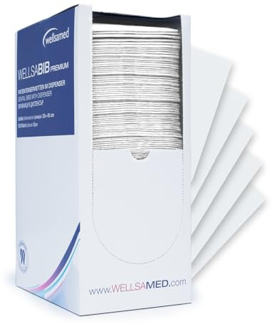 wellsamed Patientenservietten 125 Stück Dispenser 3-lagig 33 x 45 cm weiß | Patientenservietten & Arbeitsplatzabdeckungen - Kosmetik Tattoo Studios Praxis - saugfähig mit wasserabweisender Unterseite