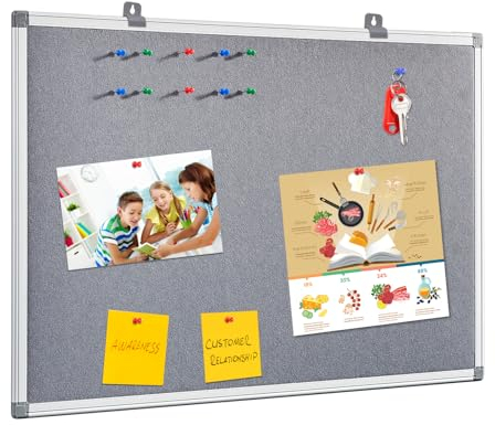 MAKELLO Felt Notice Board, Pin Board for Home Office School Bedroom Kitchen,Wall Mount, Aluminum Frame, Grey, 60x45cm