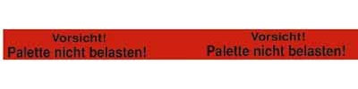 PP-Warn-Klebeband, 50mm breitx66lfm, 52µ, rot, AufdruckPalette nicht, belasten, Acrylatkleber, 36 Rollen