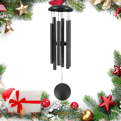 Gedenk-Windspiele in liebevoller Erinnerung, 91 cm Gedenk-Windspiele mit 6 Metallrohren, gestimmte Windspiele für draußen, tiefer Ton für Garten-Weihnachts-Dekoration, Mitgefühls-Geschenke