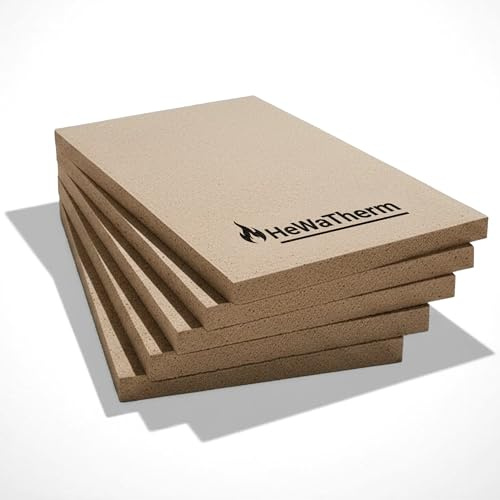 HeWaTherm Vermiculite Platten für Kaminofen und Feuerraum, bis 1300 °C, leicht zuschneidbar(5 Platten, 300 x 300 x 20mm)