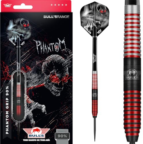 Bull's NL Steel Darts Phantom Grip Red 90% Tungsten Steeltip Darts Steeldart mit Stahlspitze (24 Gramm)