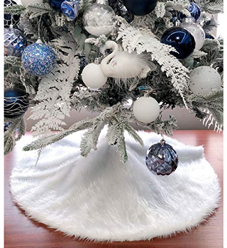 Moderno Blanco Falda del árbol de Navidad grande 90cm para decoración navideña o decorativa al aire libre Navidad para el hogar, elegantes faldas para el árbol de Navidad base para los árboles