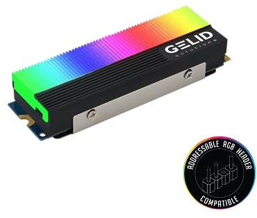 Gelid Solutions Glint – ARGB M.2 SSD-Kühler – Passend für 2280 SSD – ARGB Sync – 73 x 24 x 15 mm – Aluminium