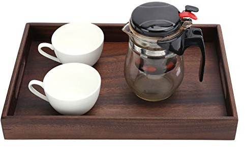 Serviertablett, Holztablett, Lebensmittel Tablett Serviertablett Teetablett aus Holz Serviertablett Groß Kaffeetablett für Zuhause, Büro, Tee, Kaffee, Obst, Snacks (Small)