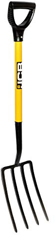 JCB 4 Prong Professional Garden Fork, 195 x 290mm Blade, Garden Digging Fork, Professional Metal Long Handle Heavy Duty Gardening Tool, Lifetime Warranty