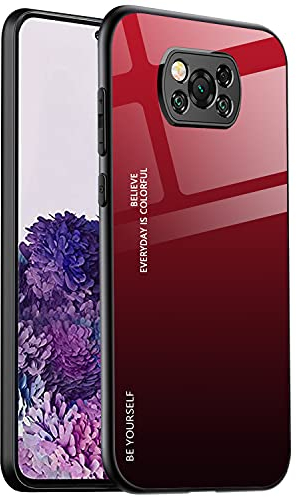ALAMO Schutzhülle aus Hartglas für Xiaomi POCO X3 Pro / X3 NFC, bunte Schutzhülle aus Hartglas + TPU-Silikon – Farbe 5