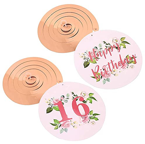 24 Stück Rose Gold 16. Geburtstag Deko, 16 Jahre Partydekorationen, Geburtstag Hängedeko, Spiralen Luftschlangen, Spiral Girlanden Deko Wirbel, für Geburtstag Dekoration, Kinderparty