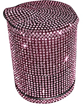 Kristall Strass Auto Aschenbecher mit Deckel, Asudaro Glitzer Auto Aschenbecher mit LED Leuchtender Tragbarer Rauchbecherhalter Aschenbecher Glitzer Kristall Deko Bling Bling Car Accessories,Rosa