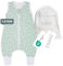 emma & noah Baby Schlafsack mit Füßen 1.0 TOG, Ganzjahres Schlafsack mit Beinen für den Frühling, Sommer und Herbst, 100% Bio-Baumwolle, Oeko-TEX Zertifiziert (Punkte Mint, 80 cm)