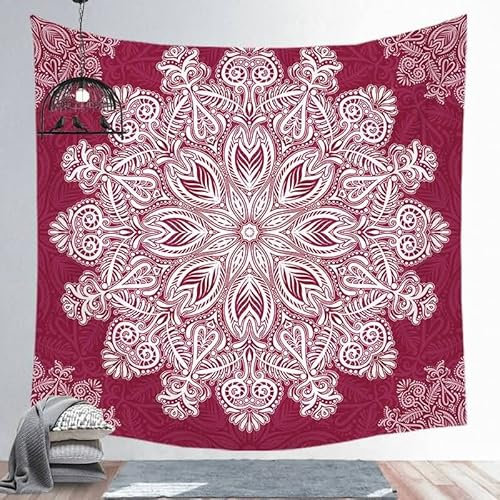 EHOMERY Tuch Wandbehang Multicolored Wandtuch Rot Boho-Mandala Wandteppich XL Wanddecke Schlafzimmer Wandbehang Deko Wandschmuck Groß Schlafzimmer Wohnzimmer Wanddekoration 130X150Cm