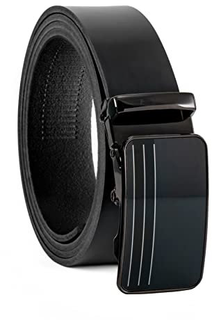 Fa.Volmer ® Gürtel Herren Echtleder mit Ratsche Automatikschließe | Breite: 35mm, Bundgröße: 125cm | kürzbar | Riemenfarbe schwarz | Modellreihe ATG (03-blk-Napoli)