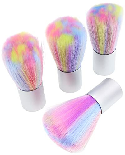 WANGCL 4 paquetes de pinceles coloridos removedores de polvo de uñas, limpiador de brochas de uñas portátil, rubor en polvo para suministros de maquillaje de uñas