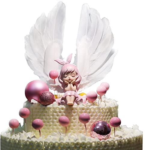 Figurines d'ange pour gâteau, ensemble de 14 Cake Topper figurines, anges décoration de gâteau, ailes d'ange pour la chance, petites boules pour décoration de gâteau de fête
