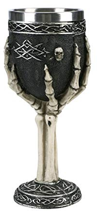 Stainless Steel Skull Wine Goblet Resin Skeletal Beer Cup Gothic Viking Warrior Skull Mug Medieval Drinkware Wineglasses Sacrifice Wine Chalice Cup Whiskey Cocktail Drinking Mug Halloween Bar Decor