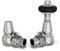 UK Radiators Chrome Thermostatic Radiator Valve and Corner Lockshield Valve - Polished Chrome Finish - Traditional Design 1/2 x 15mm Wooden Head Radiator Valve
