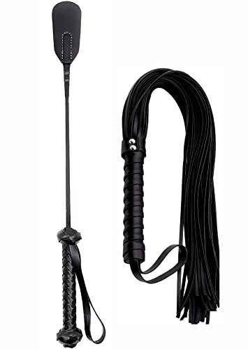 DERINODEM Horse Riding Crop Whip Set 18 27 - Horse Set Flogger Faux Leather - Riding Whip for Horse Equestrian - English Riding Set Crop for Horses