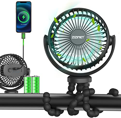 ZIZINET Ventilador Portátil, 5200mAh Ventilador Carrito Bebe de 3 Velocidades con Trípode Flexible, ventilador cochecito bebe Silencioso para Cochecito,Asiento de Coche/Camping/Oficina