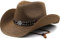 Wudaizhi Papel Natural Western Cowboy Hat Ancho Mujeres Men Summer Beach Sombreros De Paja Panamá Panama Jazz Sun Gorra