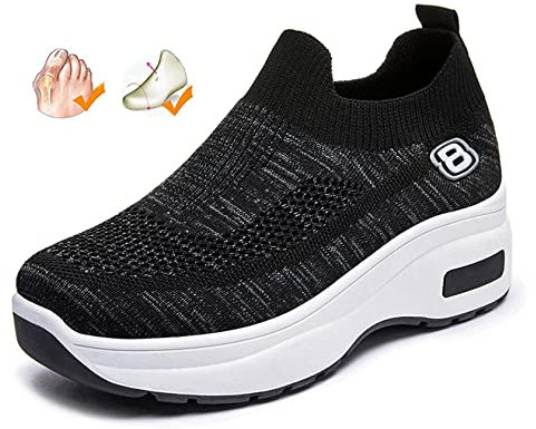 Women Walking Slipper for Swollen Feet Ladies Platform Wide Fit Sneaker Orthopedic Shoes Closure Toe Diabetic Footwear for Arthritis Hallux Valgus Spring Mesh Sandals Gift for Mom,black,41EU