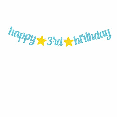 Wimpelkette zum 3. Geburtstag für Jungen Happy 3rd Birthday Blau Glitzer Geburtstag Brief Girlande Baby Jungen Alter 3 Jahre alt Geburtstag Dekorationen Party Supplies