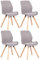 CLP 4er Set Stuhl Luna Kunststoff I Stoff I Samt I Kunstleder I Lehnstuhl mit Holzgestell, Farbe:grau, Material:Stoff