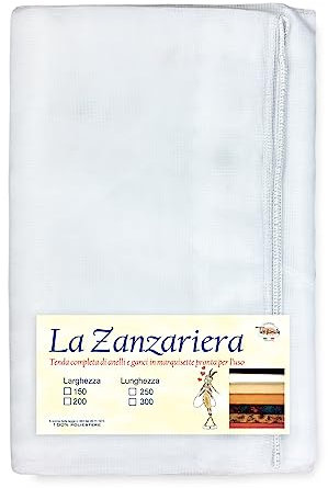 TENDA rete ZANZARIERA MARQUISETTE da esterno piombata in 8 misure diverse unito BIANCO (Cm. 150 x 180)