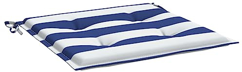 vidaXL Gartenstuhl Kissen 4 STK., Kissen für Gartenmöbel Hocker Sofa, Wasserabweisendes Sitzpolster, Sitzkissen Stuhlpolster, Blau Weiß Gestreift Stoff