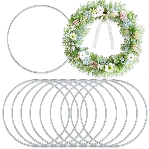 ROLLWAY 10 Stück Metallringe zum Basteln Metallring 20 cm, Traum Fänger Basteln Dekoring zum Hängen, Drahtringe Ringe zum Basteln Makramee Ringe Rahmen Klein für DIY Hochzeitskranz Wandbehang