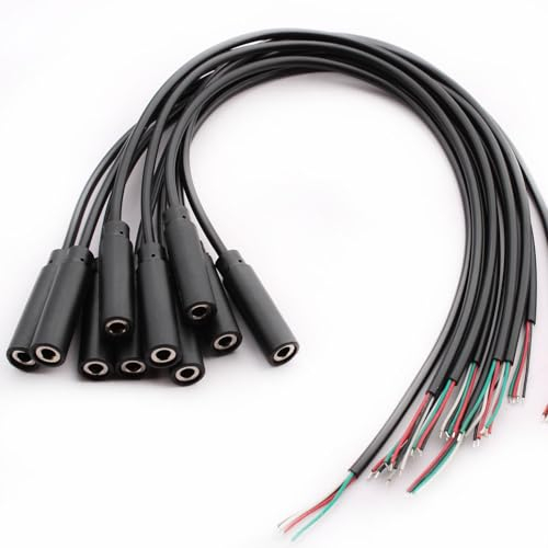 VISSQH Lot de 10 prises jack 3,5 mm vers câble nu avec extrémité ouverte TRRS 4 broches stéréo 1/8 à souder - Mini jack stéréo 3,5 mm - Câble pour câble audio de réparation (30 cm)