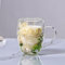 LEKUNI tazas de cafe con Flores Secas, 350ml vasos cafe cristal, taza doble pared cristal, tazas cafe espresso de Vidrio Transparente para nespresso, Espresso, leche, Té(verde)