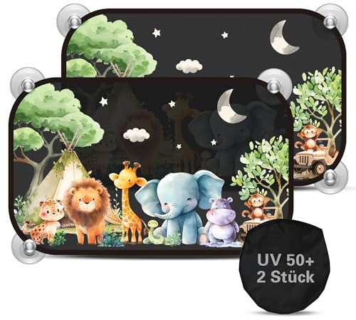2 Stück Sonnenschutz Auto Baby, Extra Dunkel Sonnenblende Auto Kinder 51x31cm mit 8 Saugnäpfen, Sonne & UV-Schutz