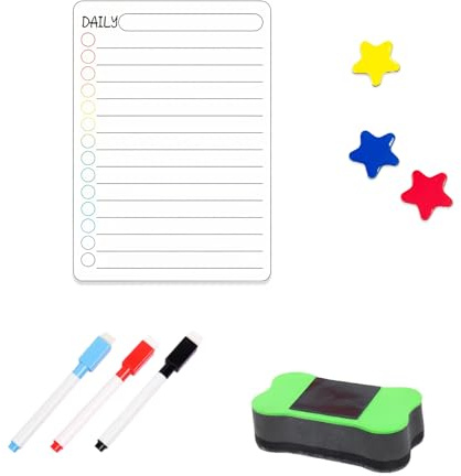 DHWEKU Magnetisch Tagesplaner abwischbar, Familienplaner Magnettafel für Kühlschrank, perfect as Haushaltsplaner,Putzplaner,Aufgabenplaner,Essenplaner oder To Do Liste 21×14.8cm