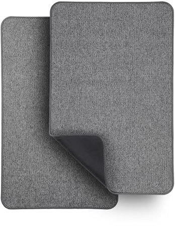 Bosap Ultra Thin Bath Rugs, Quick Dry Rubber Bath Mats, Washable, Fit Under Door, Super Absorbent for Bathroom Floor, Shower, Sink - Dark Grey, 17''x27'' (Pack of 2)