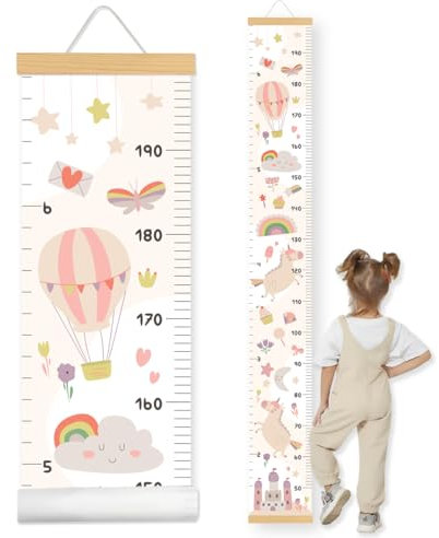 Messlatte Kinder-Wachstum Messlatte-Höhenlineal zum Aufhängen-Mädchenzimmer Dekoration und Geschenke mit Mädchen 160cm x 20cm (Hellbeige)