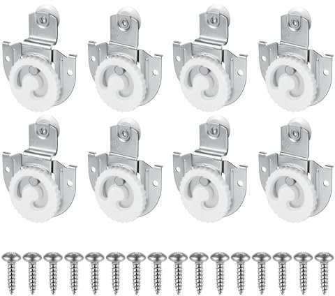 Sliding Closet Door Hardware Set, Sliding Wardrobe Door Hardware Roller Kit includes Knob Adjustable Door Hooks and Screws (8, ‎Zinc Plated)