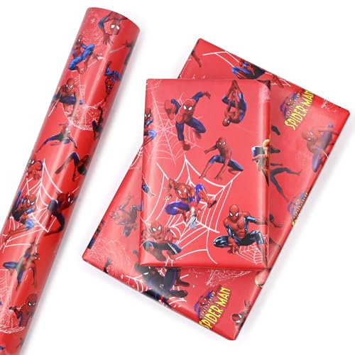 43cm X 5m Wrapping Papers Roll, Spider Birthday Gift Wrapping Paper Christmas Wrapped Paper for Kids