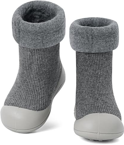 MK MATT KEELY Zapatos Calcetines Invierno Bebé Calzado Barefoot Antideslizantes Zapatos Bebé Primeros Pasos Niño Niña,Gris,6-12 Meses