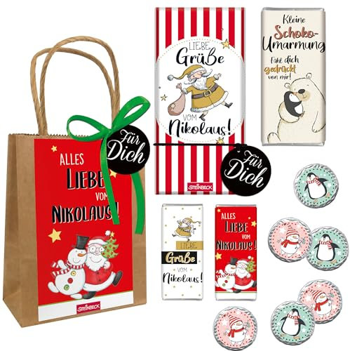 STEINBECK Nikolaus Geschenktüte - Alles Liebe vom Nikolaus - Geschenk Geschenkset Schokolade Nikolausstiefel Nikolausabend