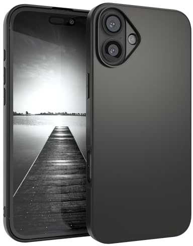 EAZY CASE - Handyhülle Silikon kompatibel mit iPhone 16 Plus - stoßfeste Schutzhülle dünne Handyhülle für Apple iPhone 16 Plus Hülle Fallschutz leichtes Cover schlankes Silicone Case in Schwarz